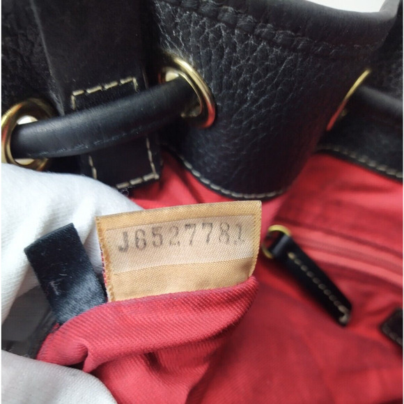 Dooney & Bourke Black Pebbled Leather Drawstring Shoulder Bag - Picture 12 of 16